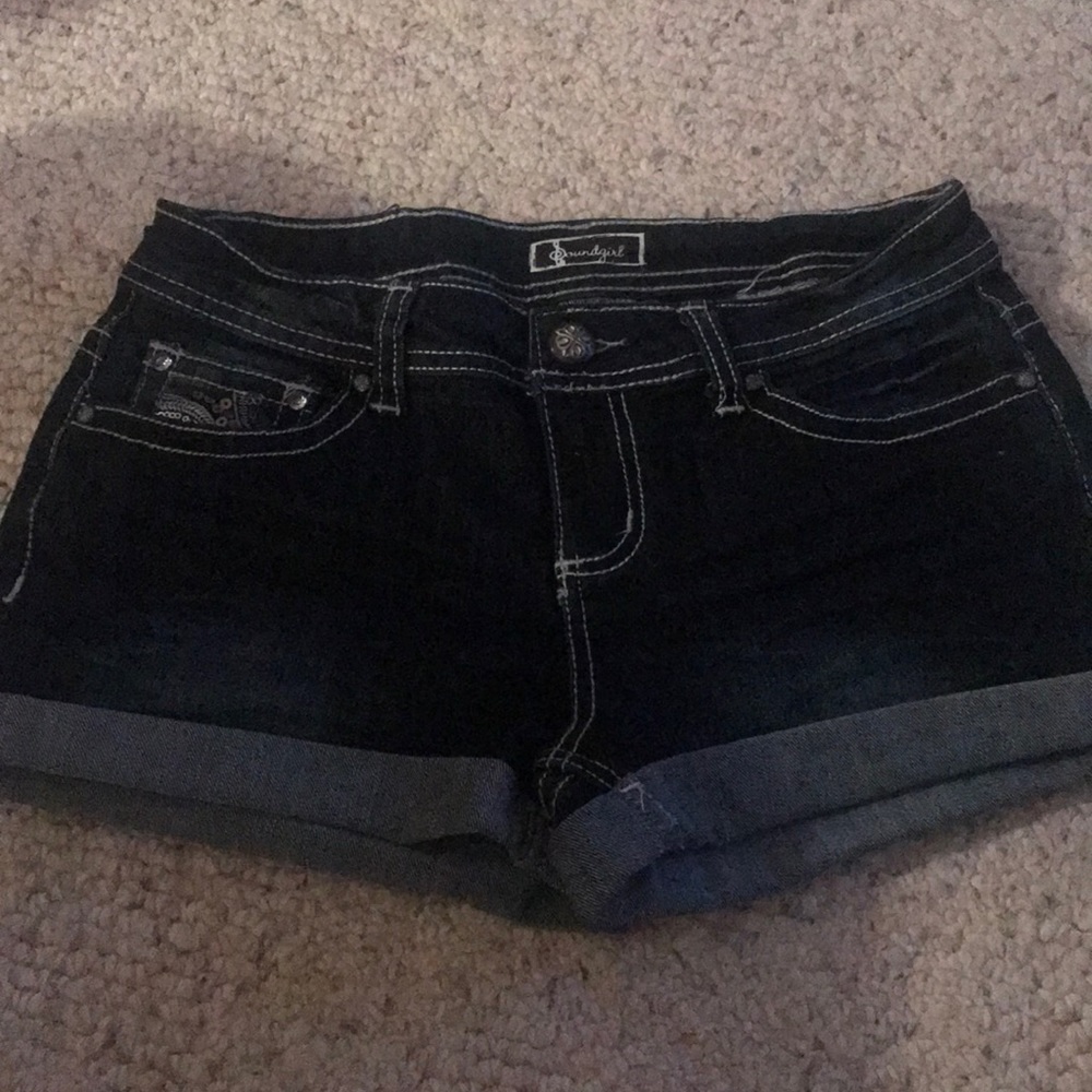Soundgirl bling dark jean shorts